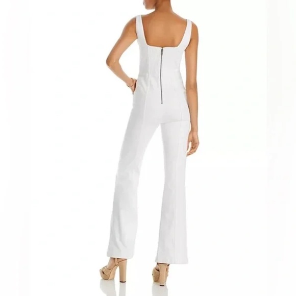 Alice and Olivia Chels Corset Denim Jumpsuit size 27 White NWT - Picture 4 of 7